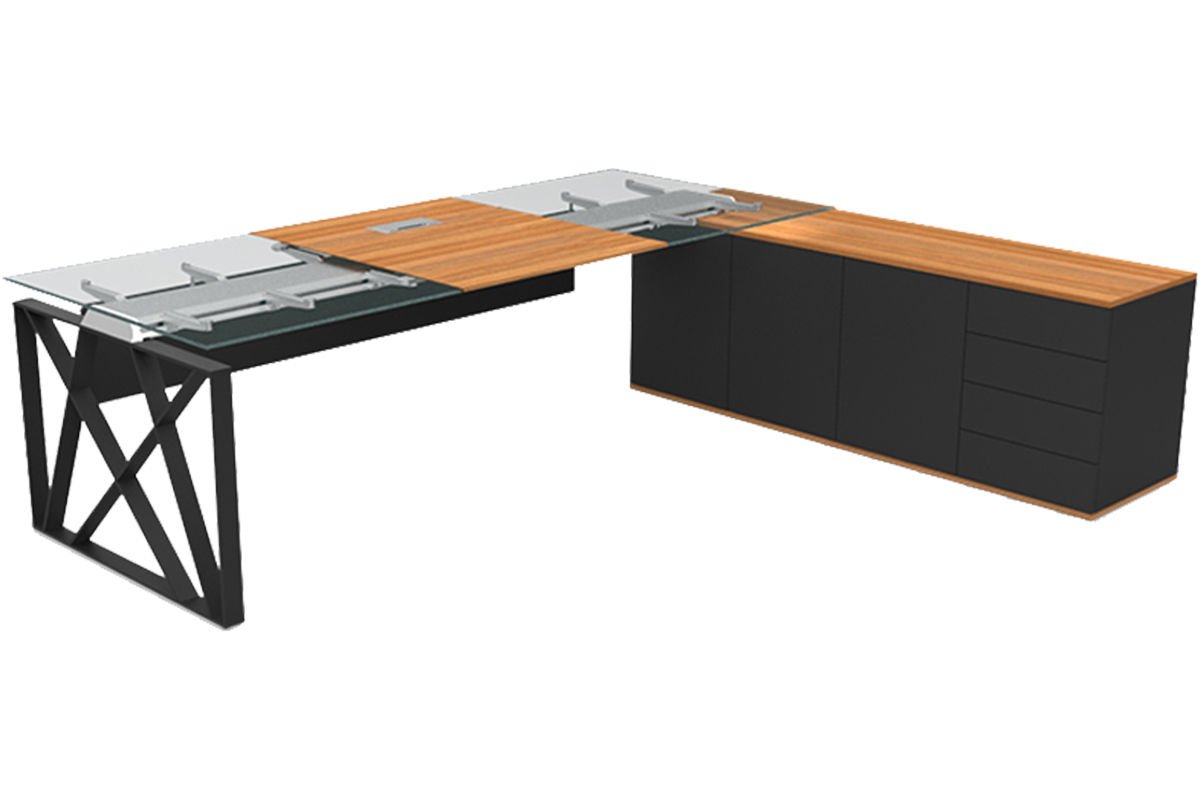 Gordion Ofis Takımı (Etajerli Masa) Etajerli Masa Sağ Ölçü 280cm