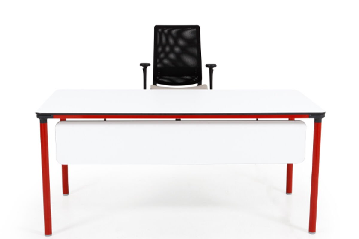 Orbit Masa Orbit Kırmızı Ayak Beyaz Üst - Orbit 140cm