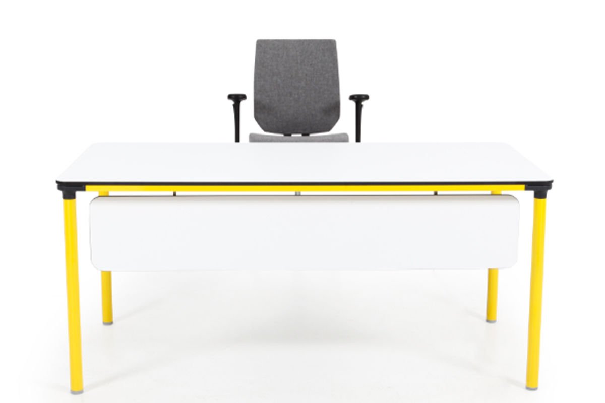 Orbit Masa Orbit Sarı Ayak, Beyaz Üst - Orbit 180cm