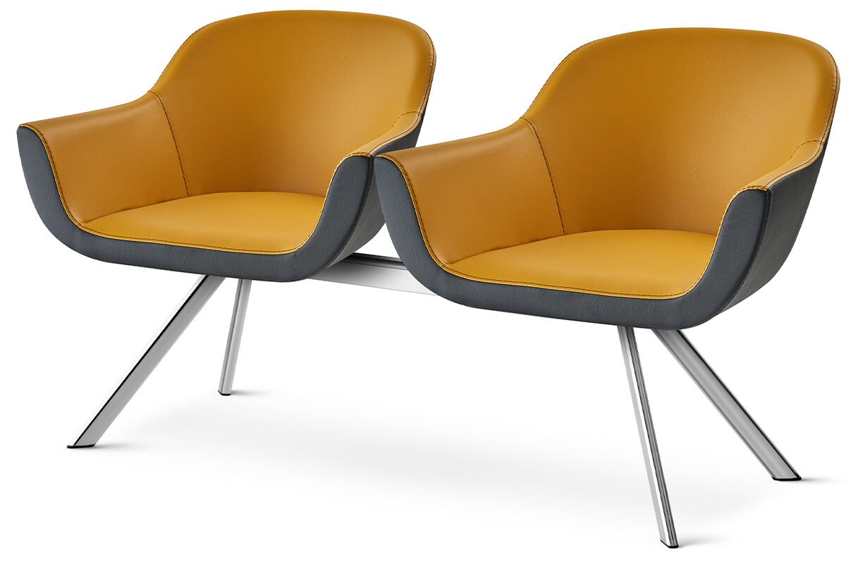 RS 6004 İkili Bekleme Koltuğu Krom Ayak