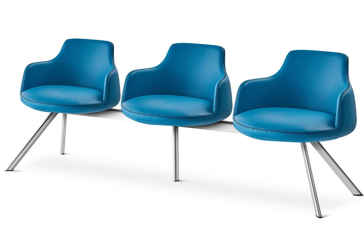 RS 5076 Üçlü Bekleme Koltuğu Krom Ayak