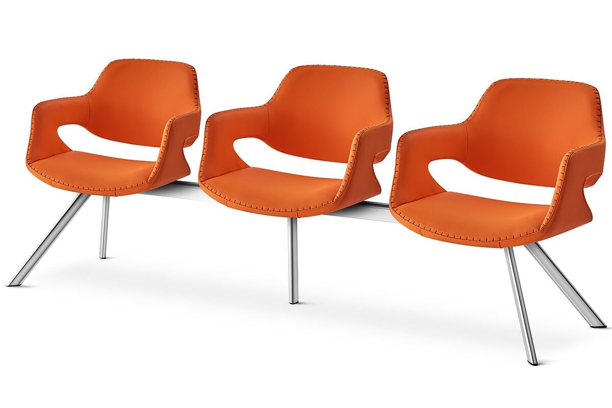 RS 5046 Üçlü Bekleme Koltuğu Krom Ayak