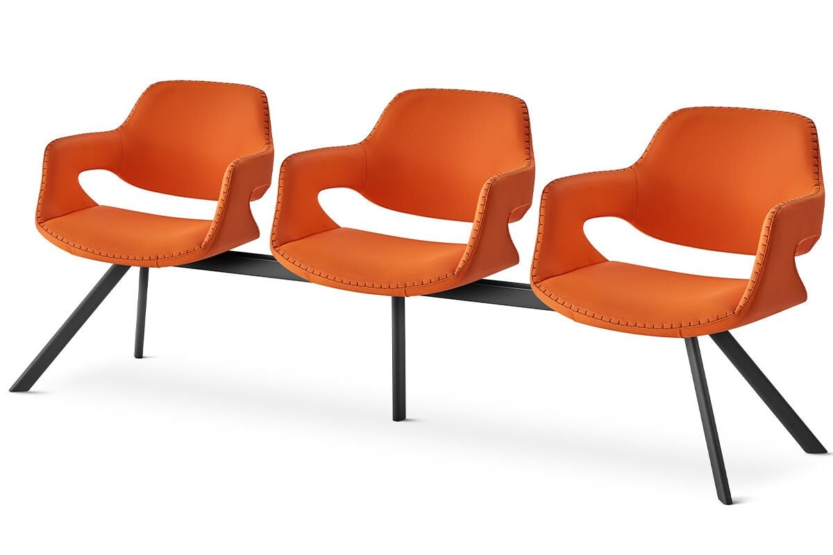 RS 5046 Üçlü Bekleme Koltuğu Siyah Ayak