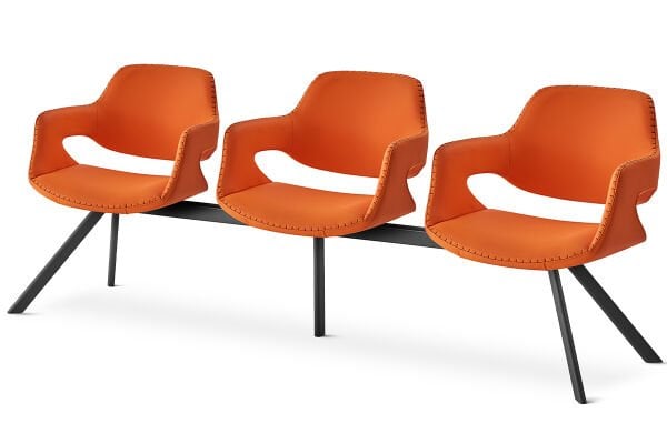 RS 5046 Üçlü Bekleme Koltuğu Siyah Ayak