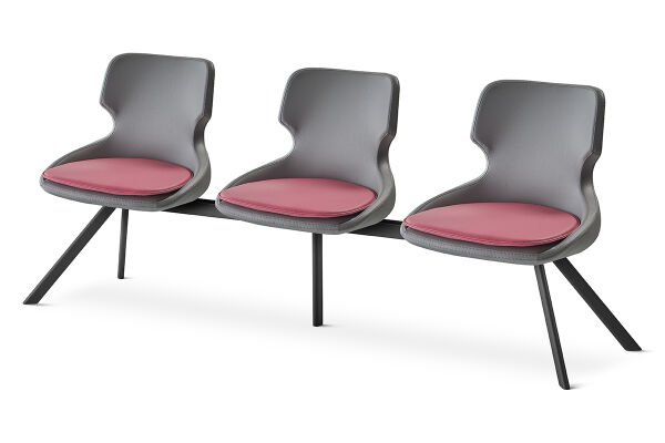 RS 5016 Üçlü Bekleme Koltuğu Siyah Ayak