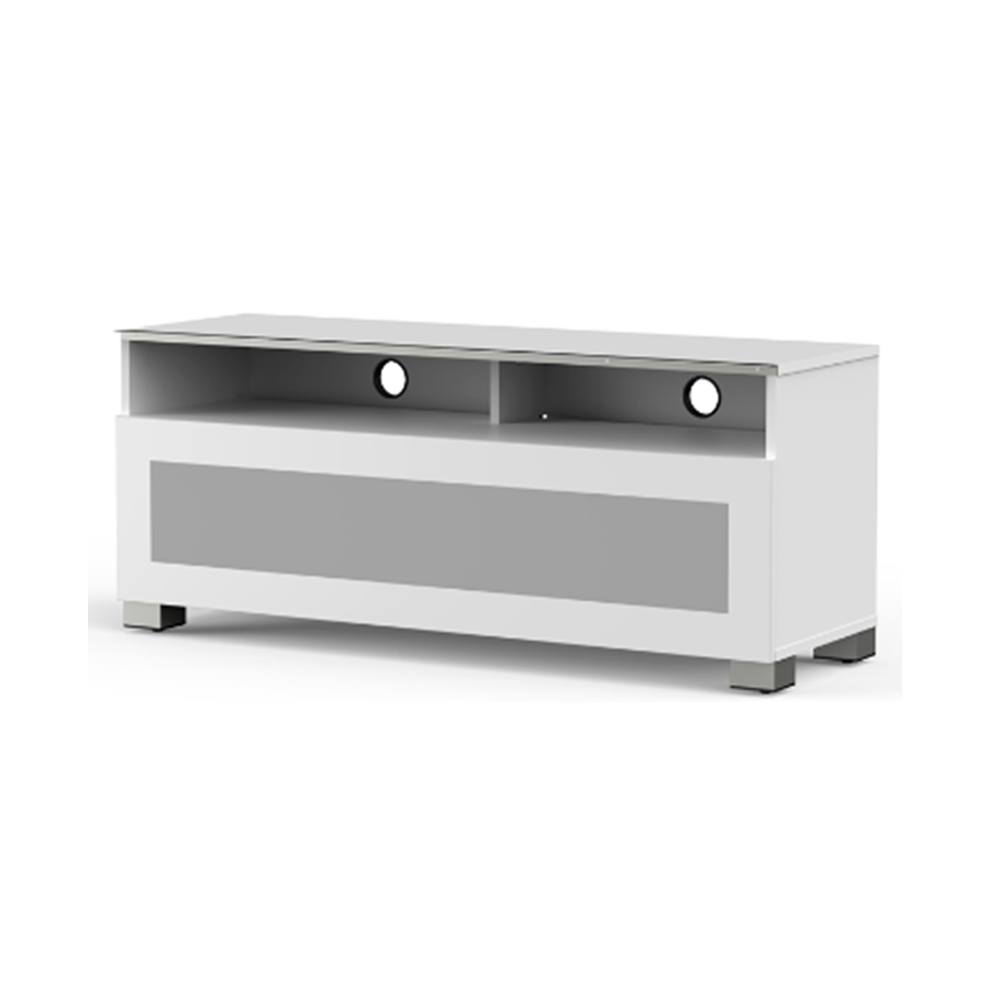 MIT 1241-WHT-WHT-W – 120 cm Beyaz Gövde, Beyaz Kapak, Tekerlekli TV Sehpası