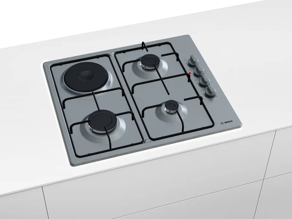 Bosch PBY6C5B62O Ankastre Ocak – 3 Gazlı, 1 Elektrikli, Çelik